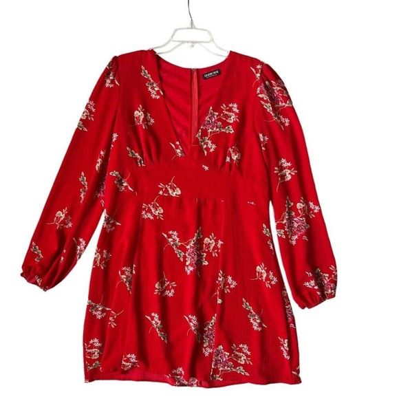 Fashion Nova Land of Make Believe Floral Flare Dress Plus Size 2X Red - Picture 8 of 12